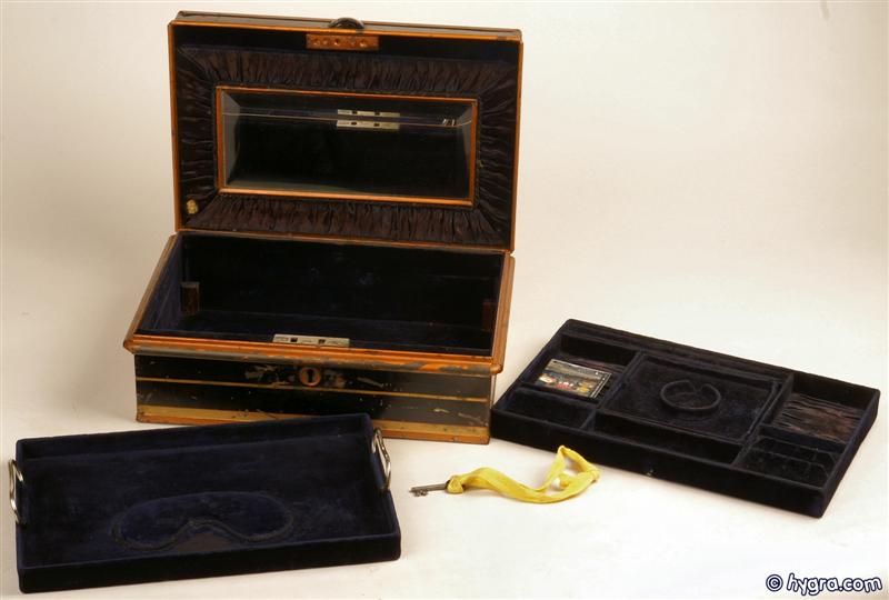  Japanned Toleware box decorated with gold and fitted for Jewelry  1895Enlarge Picture